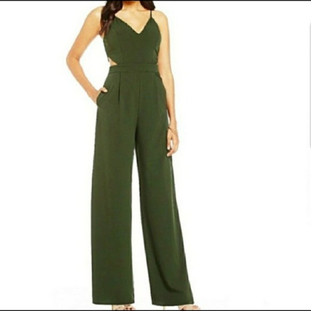 GB Cutout Wide Leg V-Neck Jumpsuit
